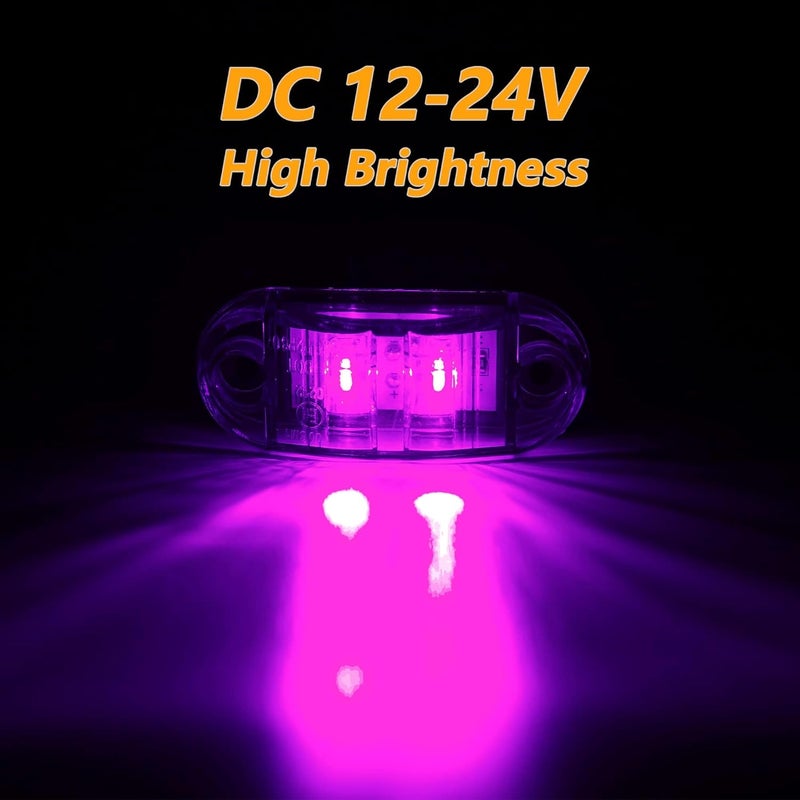 ALFU DC12-24V IP68 Waterproof LED Trailer Lights Kit Front Rear LED Side Marker Clearance Indicators Light for RV Camper Truck Van Caravan Boat Trailer （Purple） - Image 2